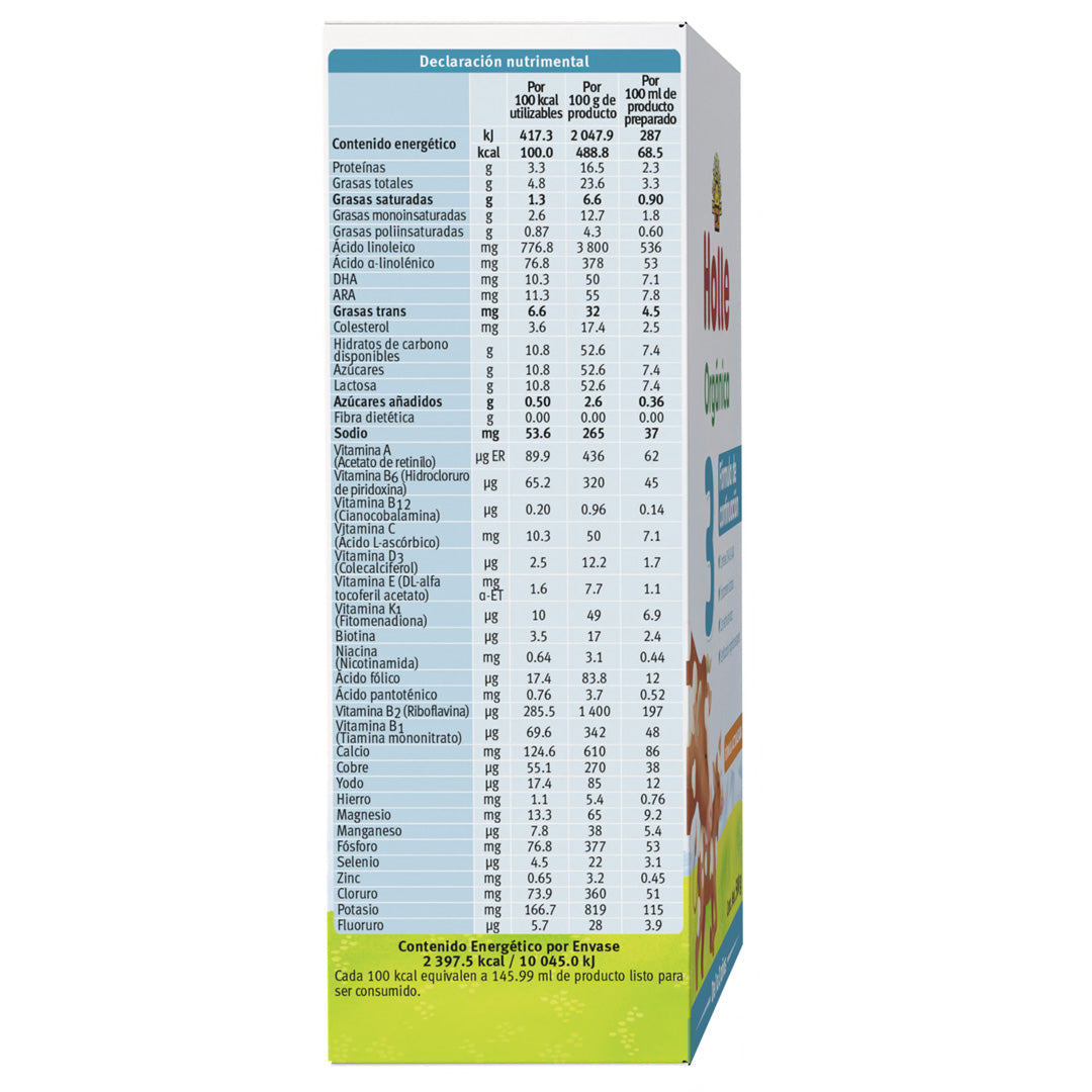 Fórmula de continuación etapa 3 orgánica de vaca (De 1 a 3 años) Holle - Biobebé