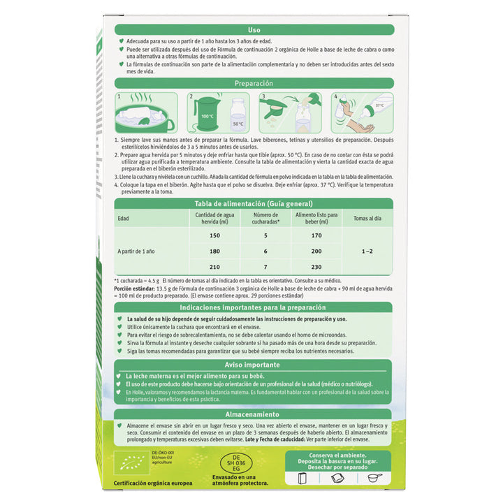 Fórmula de continuación etapa 3 orgánica de cabra (De 1 a 3 años) Holle - Biobebé