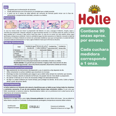 Holle Etapa 1 Cabra Envío Gratis Paquete 4 piezas (4 x 400 g = 1.6 kg) Fórmula orgánica para lactantes de 0 a 12 meses, DHA/ARA, Sin Aceite de Palma - Biobebé