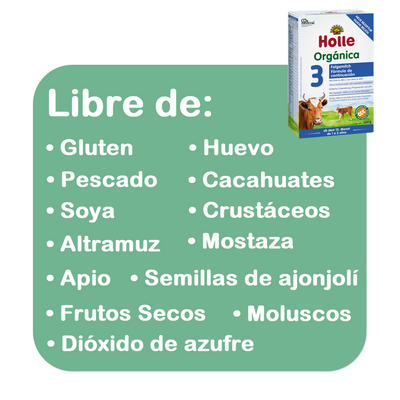 Holle Etapa 3 Envío Gratis Paquete 4 piezas (4 x 500 g = 2.0 kg) Fórmula orgánica de continuación de 1 a 3 años, DHA/ARA, Lactosa, Hierro, Demeter - Biobebé